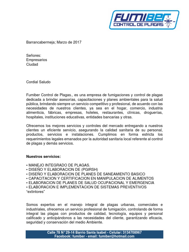 Presentacion Del Servicio Fumigacion  Calidad (comercial)  Negocios