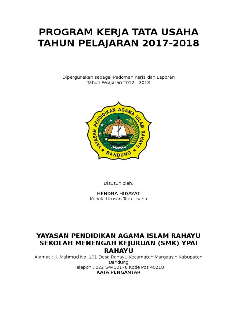 Program Kerja Tata Usaha | PDF