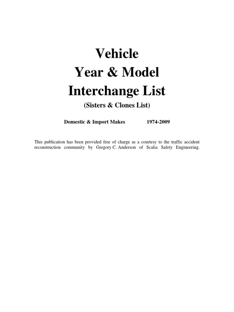 19742009 All Vehicles Parts Interchange List PDF PDF Sport Utility Vehicle Chevrolet