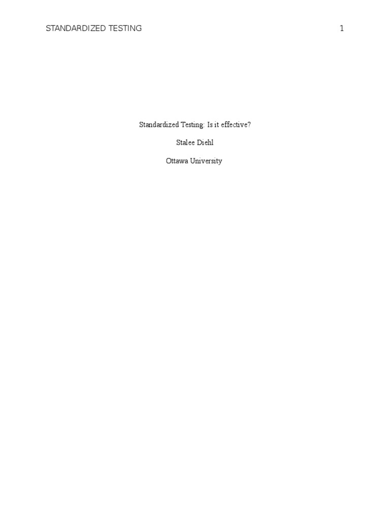 Standardized Testing Pdf Standardized Tests Learning