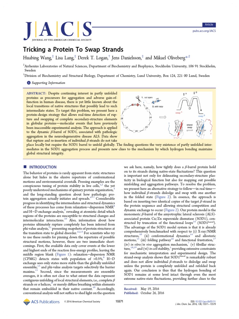 Wang Jacs 2016 PDF Protein Folding Proteins
