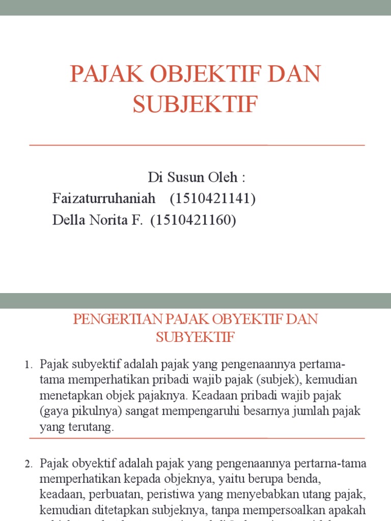 Pajak Objektif Dan Subjektif | PDF