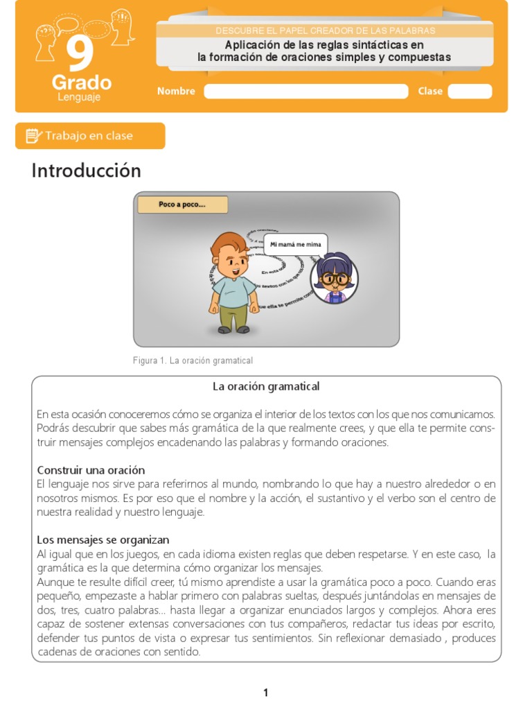 Tipos De Oraciones Simples, Compuestas Y Complejas Guía De Estudio