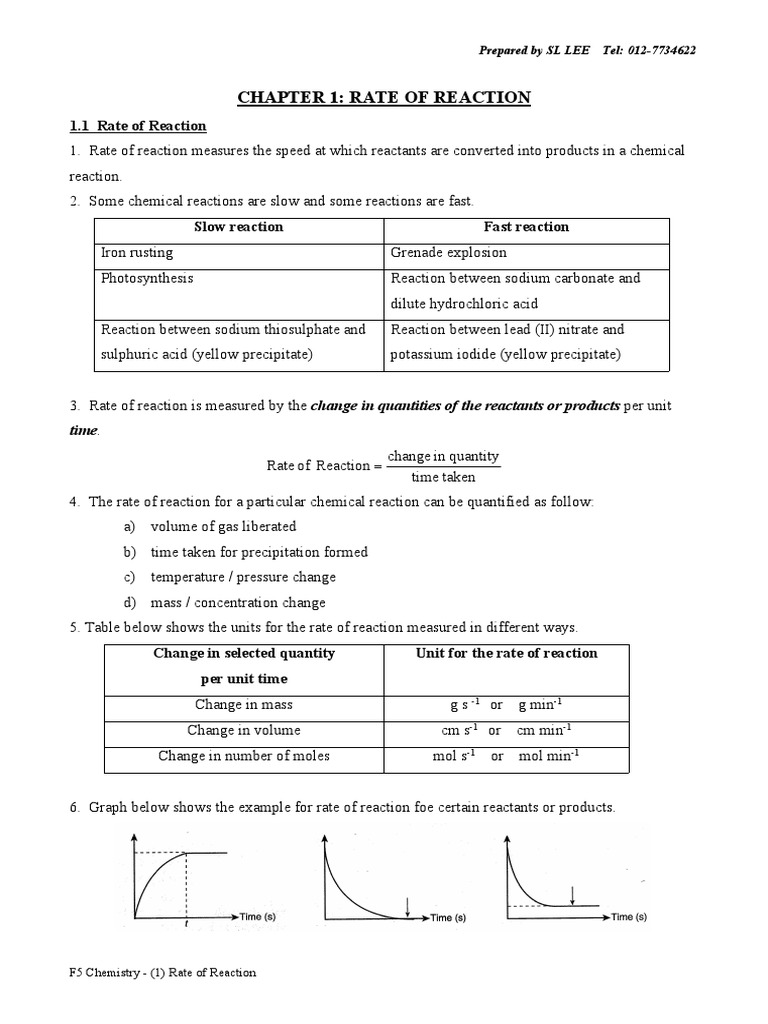 Rate of Reaction in Chemistry Form 4 | PDF | Reaction Rate | Chemical ...