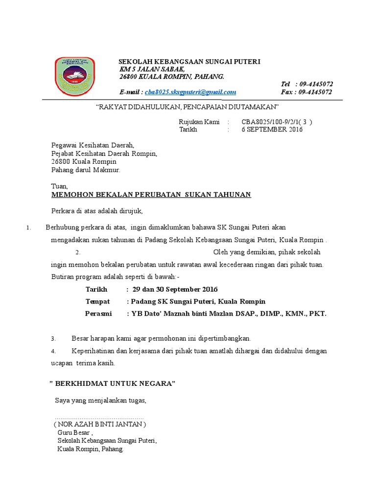 Contoh Surat Permohonan Tapak Kepada Jkkp