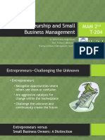 Entrepreneurship and Small Business Management Mam 2 T-204: Unit I