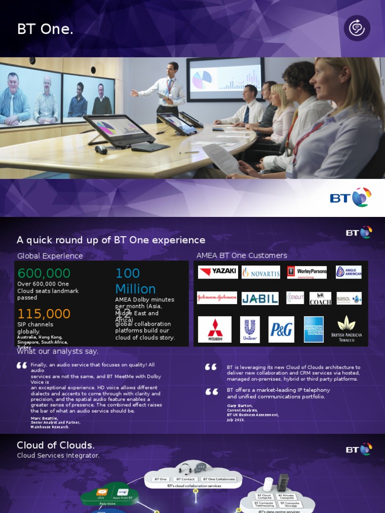 BT One Overview | PDF | Cloud Computing | Telephony