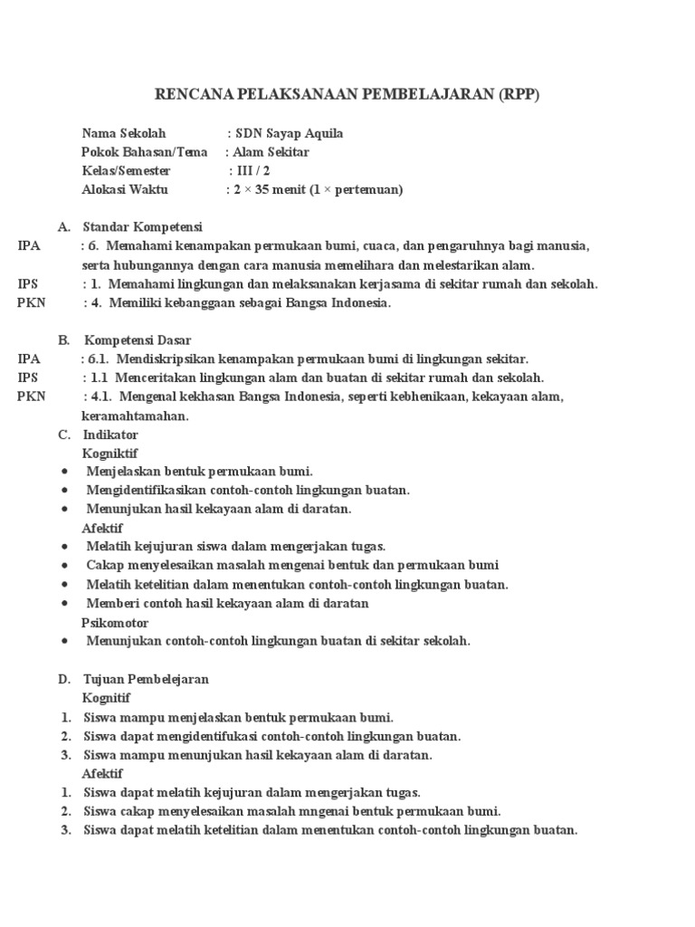 Contoh Rpp Pembelajaran Terpadu Kelas 3 Semester 2 Cara Mengajarku