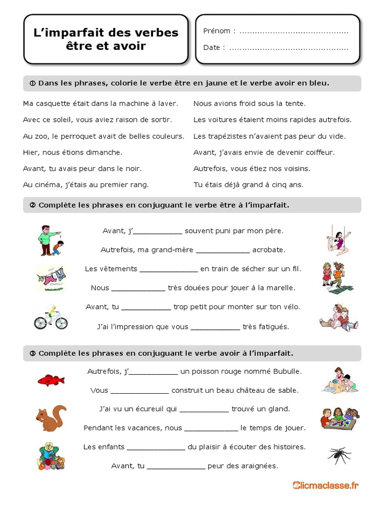 être Et Avoir à L imparfait Imparfait Etre Avoir PDF | PDF