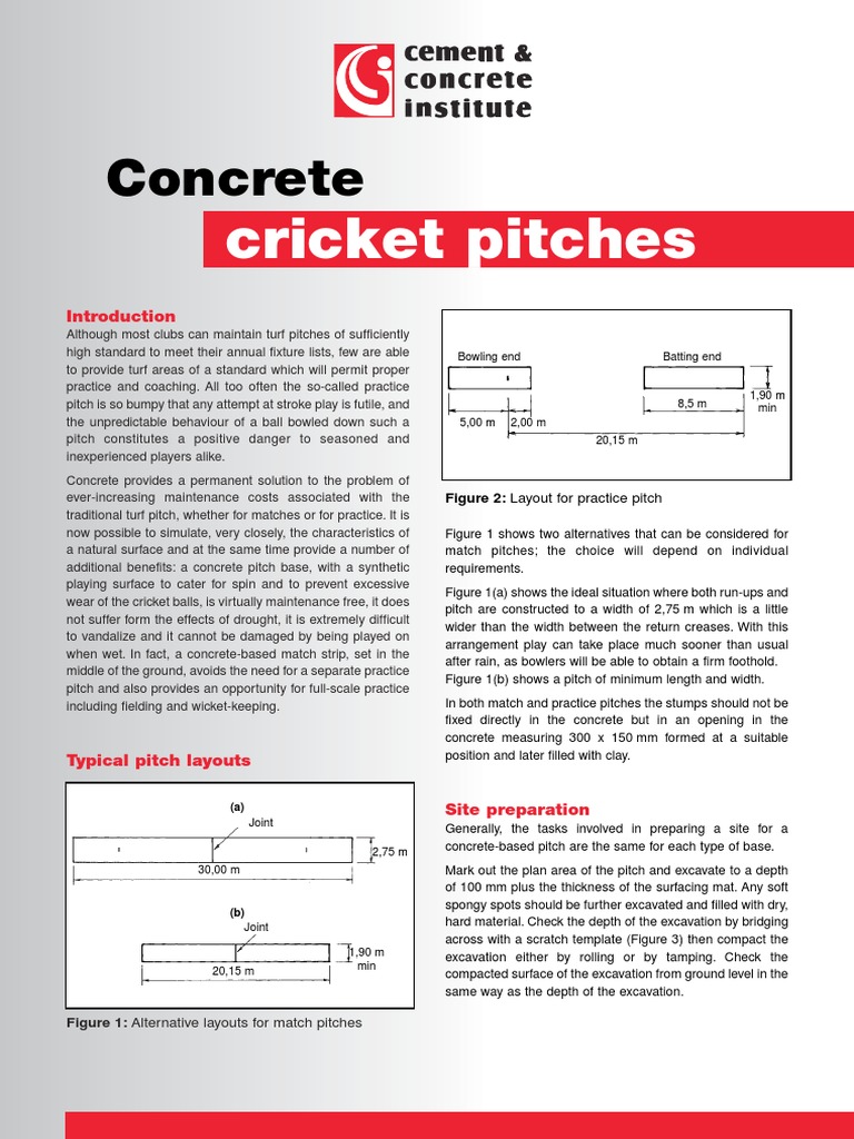 Concrete Cricket Pitches PDF Bowling (Cricket) Concrete