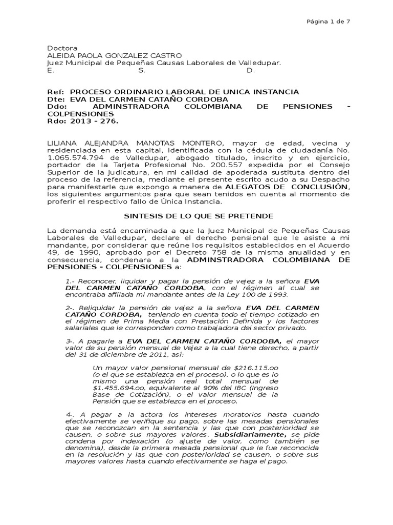 Alegatos de conclusión laboral