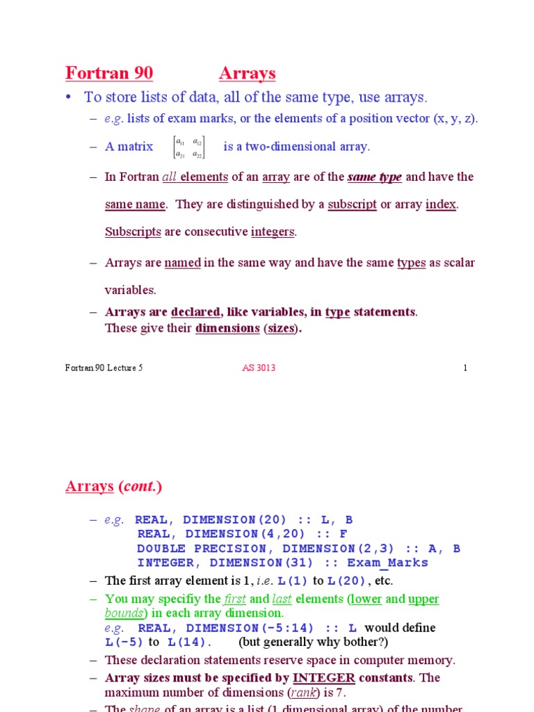 how to write a matrix in fortran 25