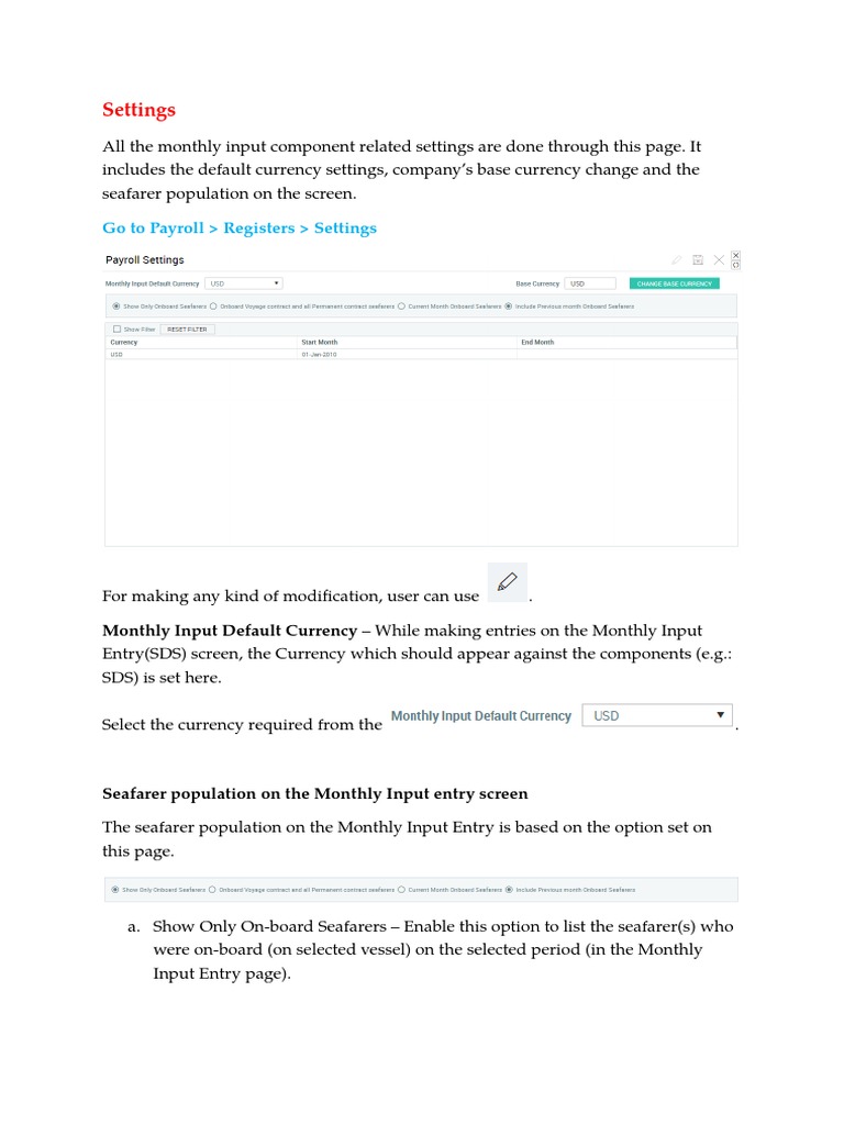 Settings: Go To Payroll Registers Settings | PDF | Pension | Payroll