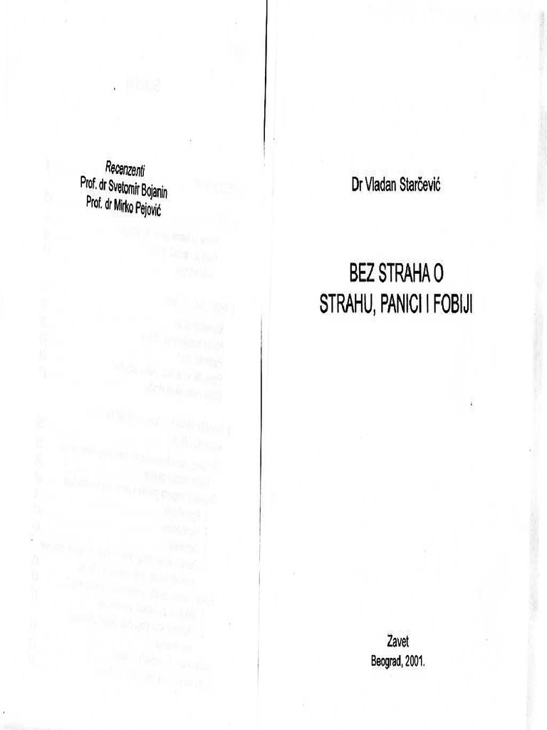 bez straha o strahu panici i fobiji