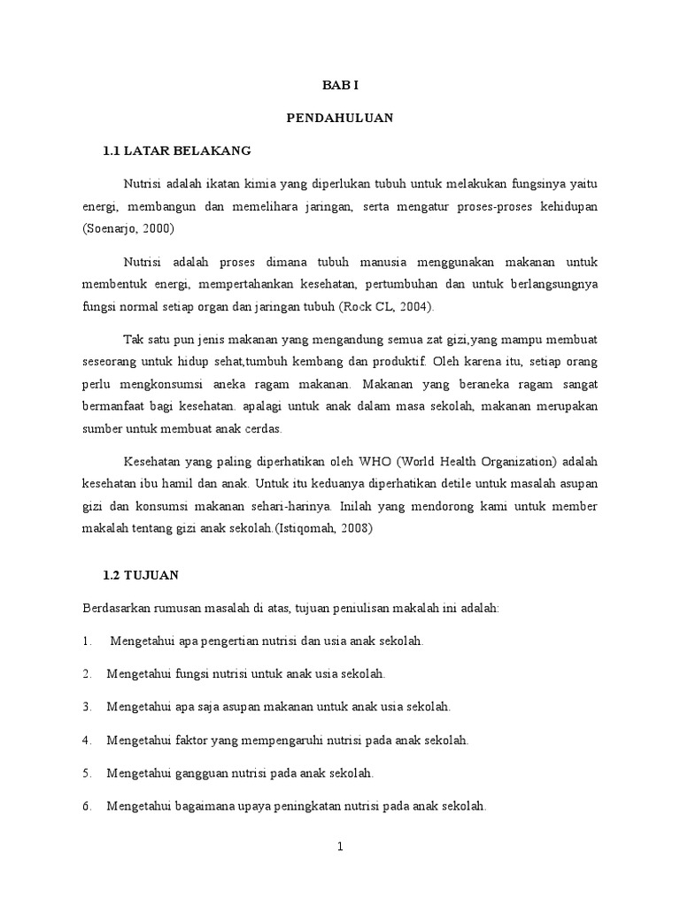 Makalah Kebutuhan Nutrisi Anak Usia Sekolah