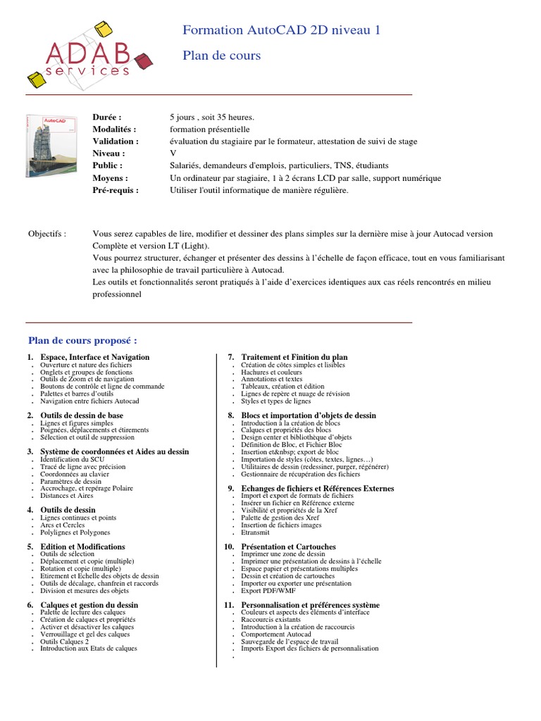 Plan Initiation Autocad Autocad Dessin