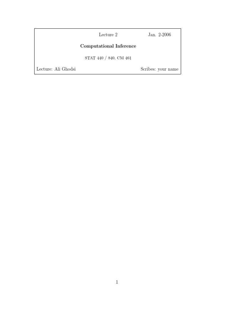 Jan. 2-2006 Computational Inference: STAT 440 / 840, CM 461 | PDF