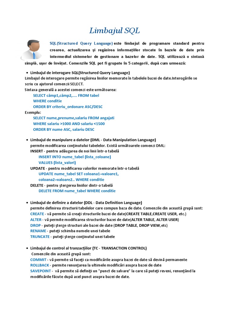 01 Limbajul SQL | PDF