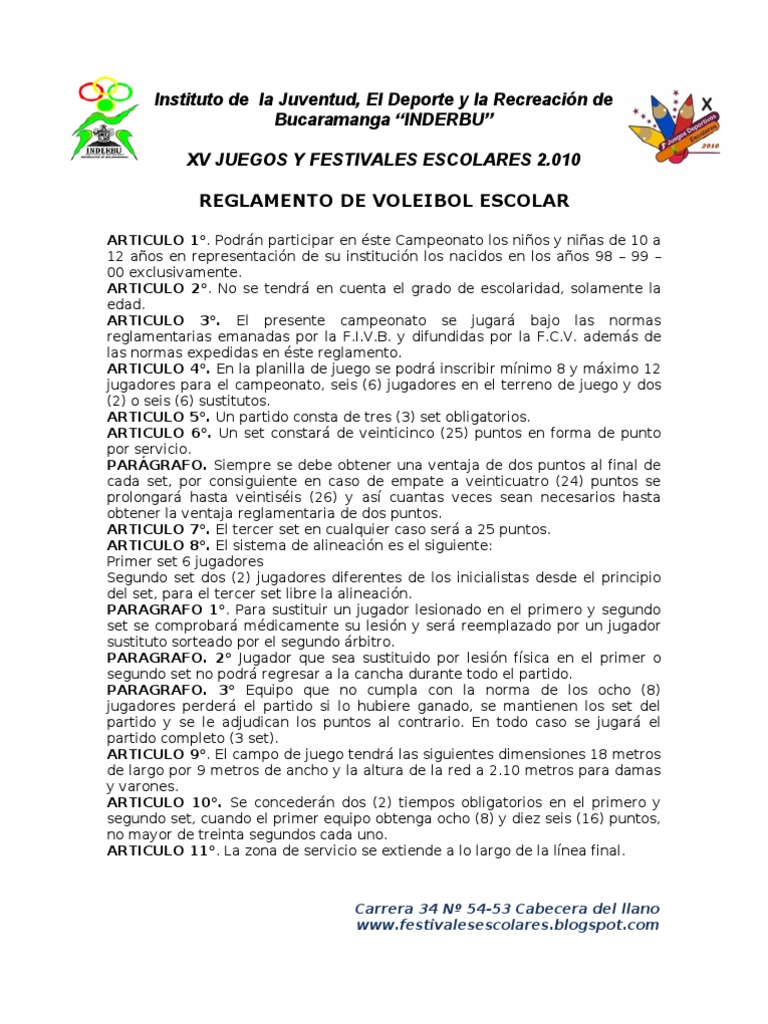 Reglamento de Voleibol Volleyball - 1567223060