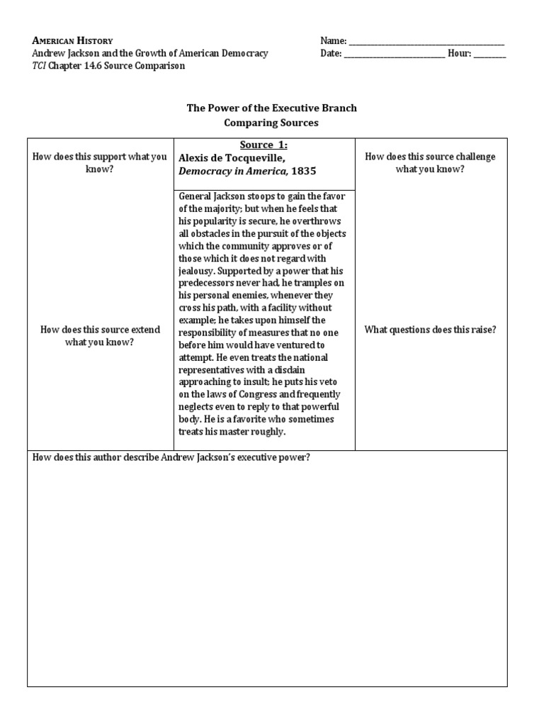 Worksheet14 6 5 | PDF | Andrew Jackson | The United States