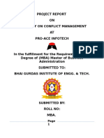 Project On Conflict Management Pro Ace Infotech Patiala