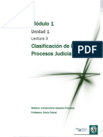 DERECHO PROCESAL 1 Lectura 3 - Clasificación de Los Procesos Judiciales