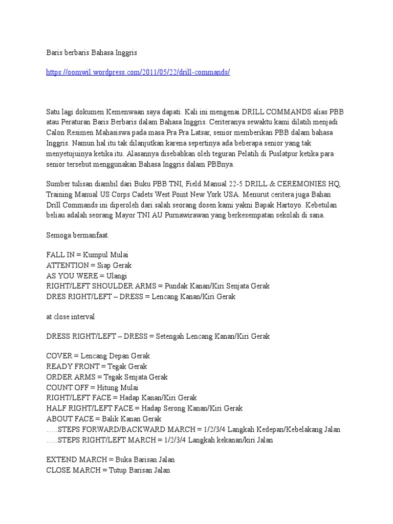 Baris Berbaris Bahasa Inggris PDF