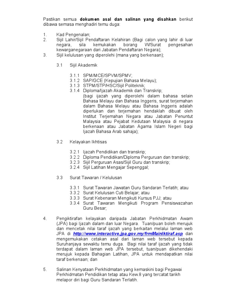 Dokumen Untuk Temuduga | PDF