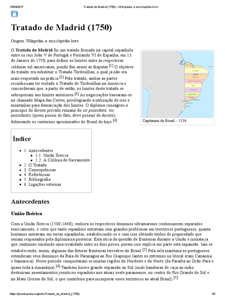 Tratado de Madrid (1750) PDF Tratado Política (geral)