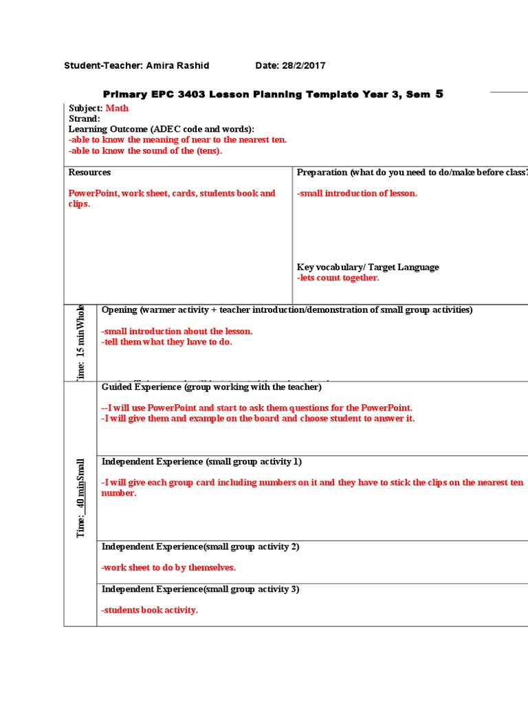 Grade 2 Math Lesson Plan on Tens | PDF