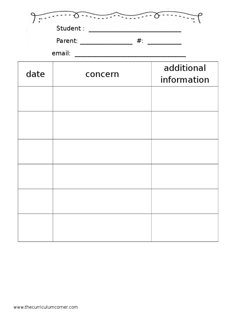 Parent-Student Contact Form Template | PDF