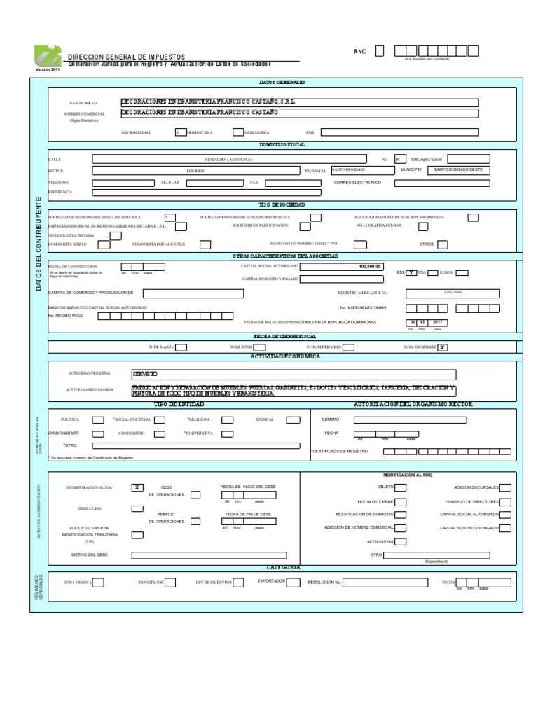 Formulario RC-02 para Sociedades DGII | PDF