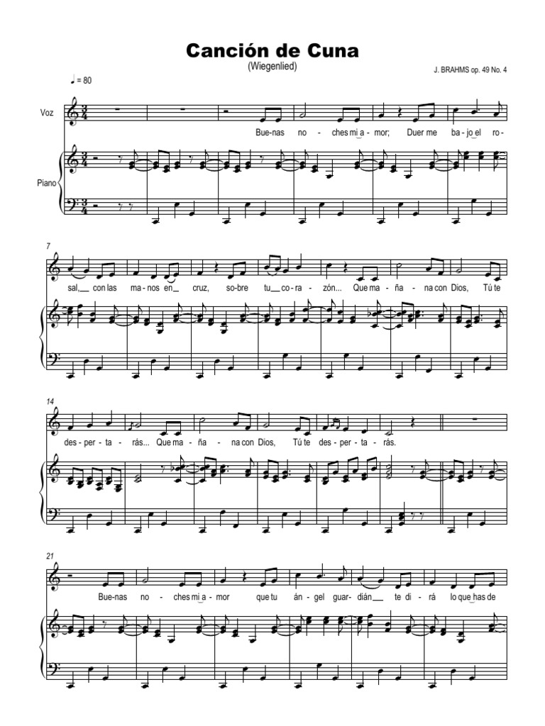Canción de Cuna - Partitura Completa | PDF