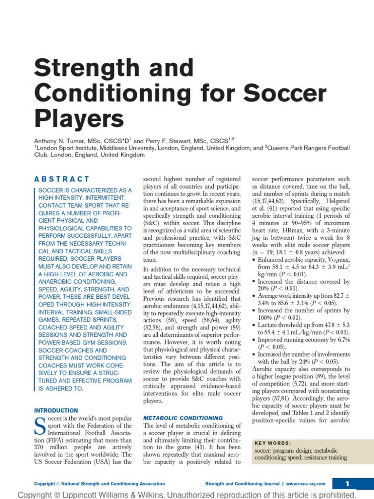 Strength and Conditioning For Soccer Players. | PDF | Strength Training ...