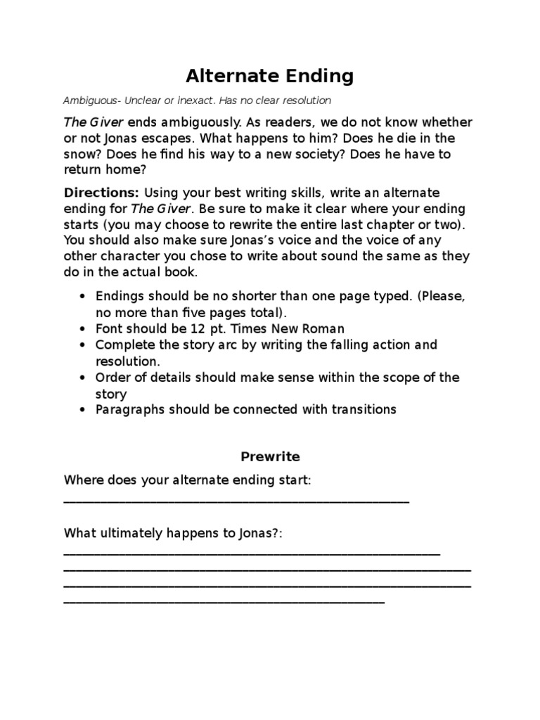 the giver alternate ending