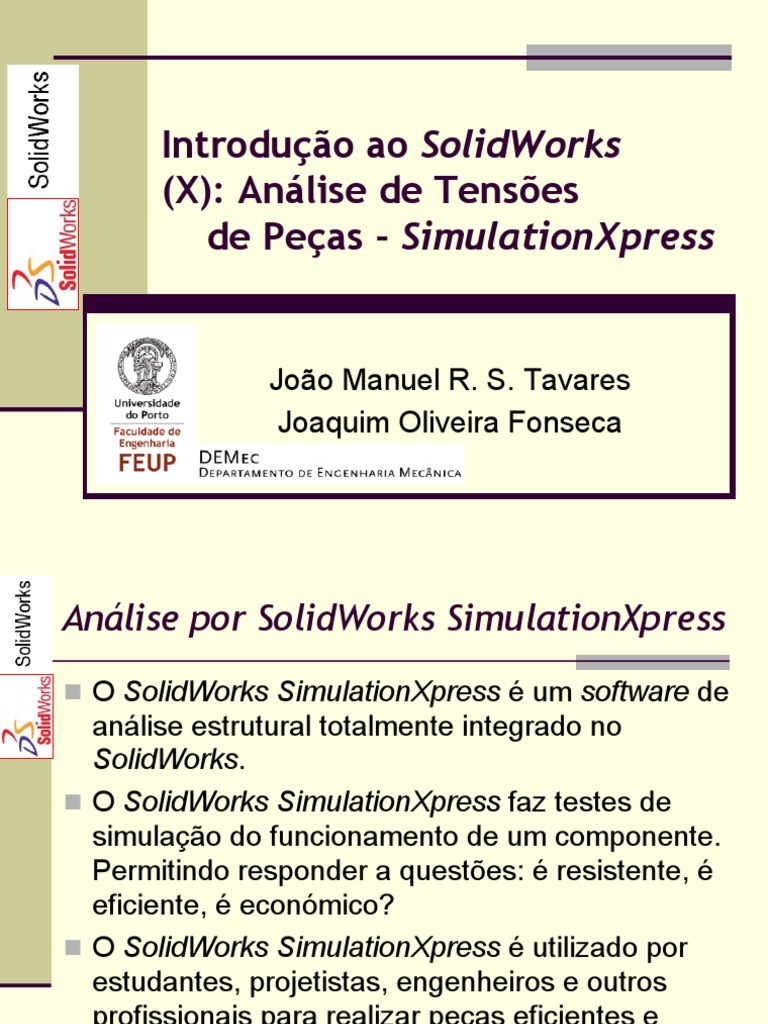 SolidWorks X Simulation PDF | PDF | Métodos e Materiais de Ensino ...