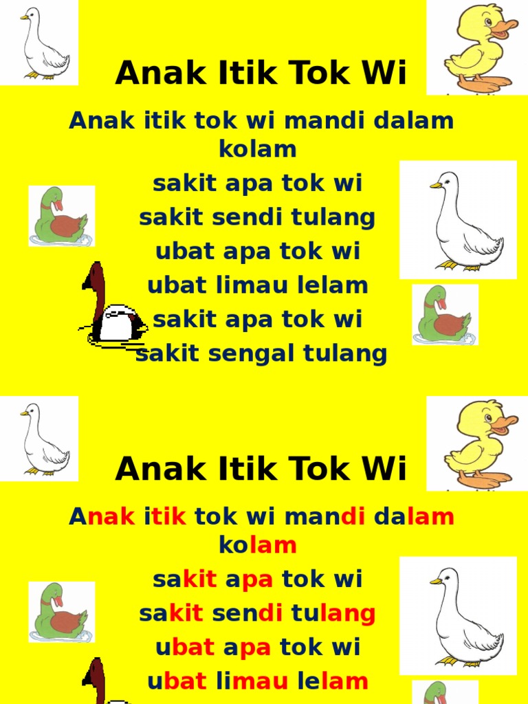 Anak Itik Tok Wi Lirik Anak Itik Tok Wi Lirik
