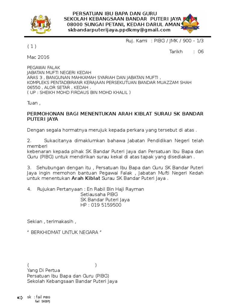 Contoh Surat Kepada Mufti
