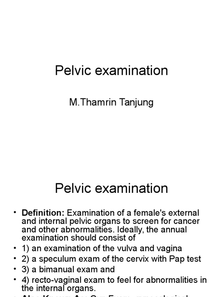 Pelvic Examination PDF Vagina Uterus