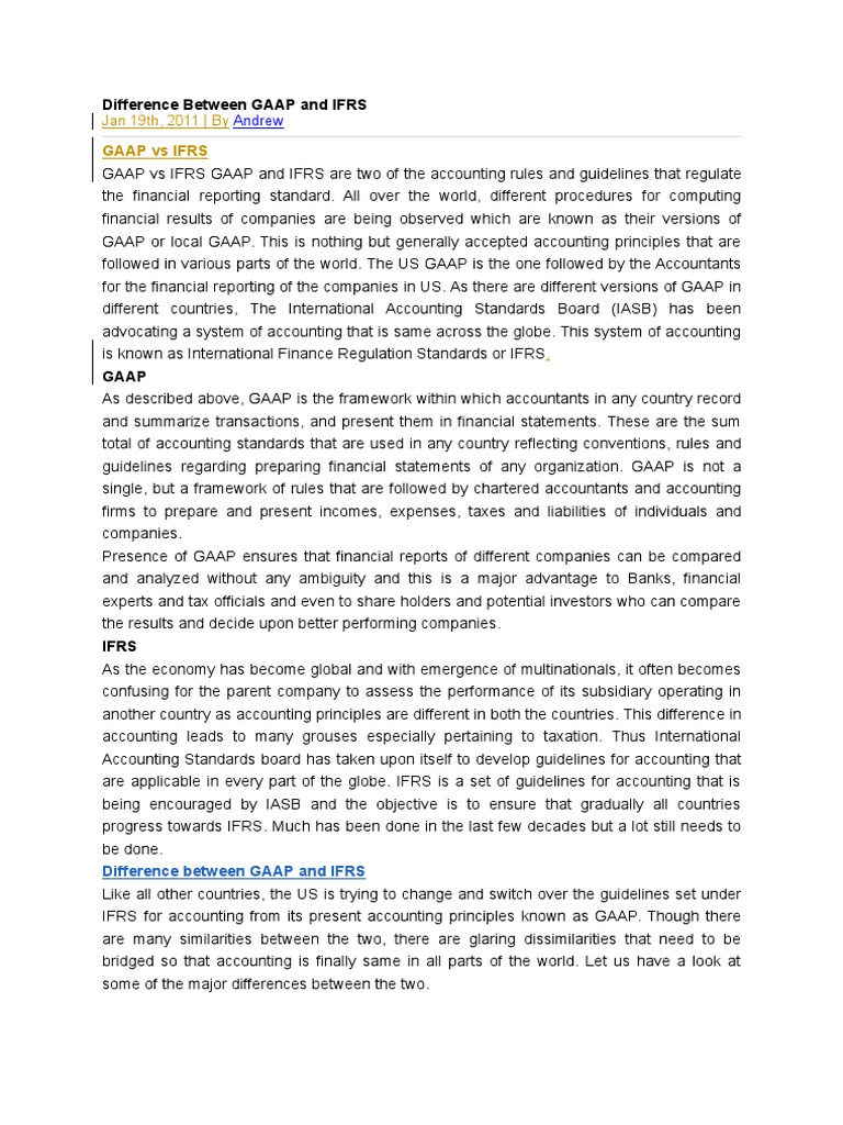 GAAP vs IFRS: Key Differences Explained | PDF | International Financial ...