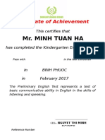Mr. Minh Tuan Ha: Certificate of Achievement