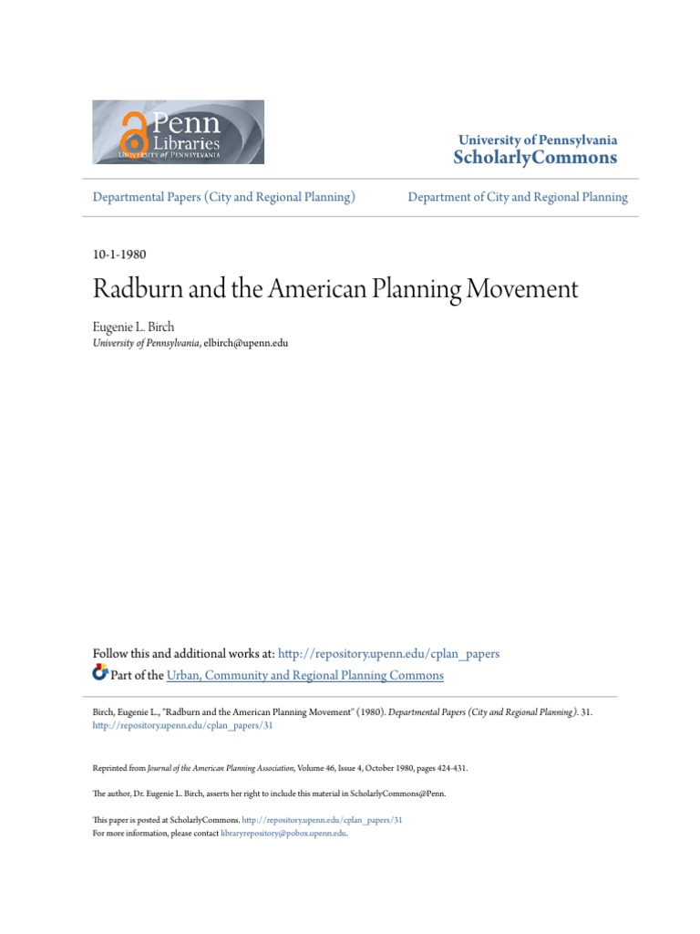 Radburn's Impact on American Planning | PDF | Urban Planning | The ...