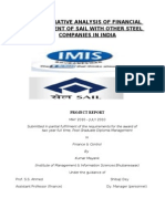 Sip Project On Comparative Analysis of Financial Satatement of Sail With Other Steel Companies in India