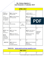 revised semester 2 calendar alg  2 2017