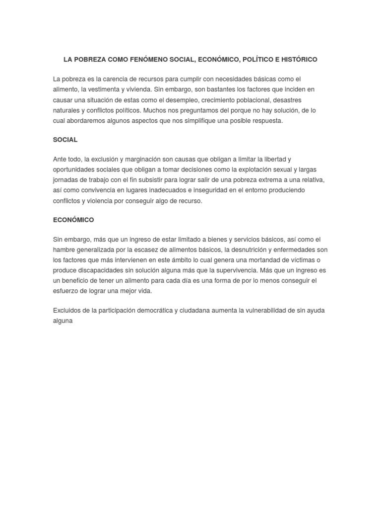 Ejemplos de Exclusión en la Pobreza | PDF | Ciencias sociales | Estilo ...