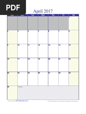 April 2017 Calendar