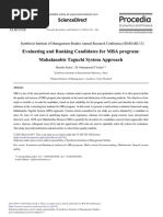 Evaluating and Ranking Candidates for MBA Program Mahalanobis Taguchi System Approach 2014 Procedia Economics and Finance