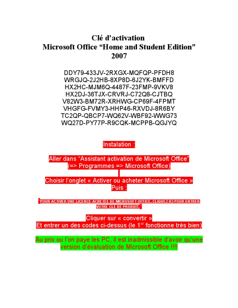 Telecharger Microsoft Office Word 2007 Gratuit Avec Clé D Activation