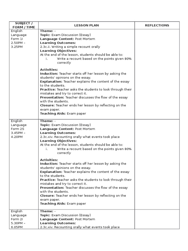 8th November 8  PDF  Essays  Lesson Plan