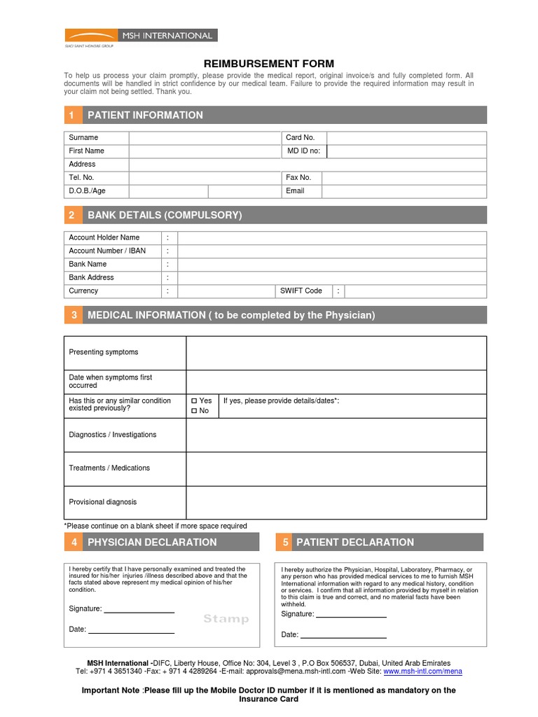 Medical Reimbursement Claim Form | PDF